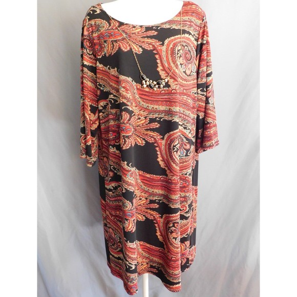 NY Collection Dress 1X Women's Plus Stylish Sheath Dress & Necklace Size 1X - Picture 2 of 11